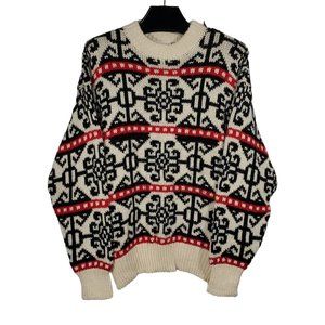 VTG 90s Sportables Knit Sweater Fair Isle Snowflake Geometric Oversized Ski Wham